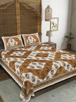 BLOCKS OF INDIA Sanganeri Print Cotton Viscose Economy King Size Bedsheet (225 X 270 CM) SAPPHIRE PATTERN 10
