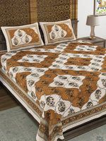 BLOCKS OF INDIA Sanganeri Print Cotton Viscose Economy King Size Bedsheet (225 X 270 CM) SAPPHIRE PATTERN 10