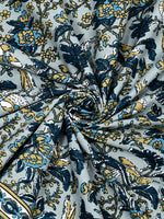 BLOCKS OF INDIA Sanganeri Print Cotton Viscose Economy King Size Bedsheet (225 X 270 CM) SAPPHIRE PATTERN 13