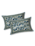 BLOCKS OF INDIA Sanganeri Print Cotton Viscose Economy King Size Bedsheet (225 X 270 CM) SAPPHIRE PATTERN 13