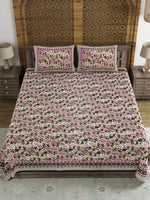 BLOCKS OF INDIA Sanganeri Print Cotton Viscose Economy King Size Bedsheet (225 X 270 CM) SAPPHIRE PATTERN 14