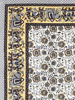 BLOCKS OF INDIA Sanganeri Print Cotton Viscose Economy King Size Bedsheet (225 X 270 CM) SAPPHIRE PATTERN 18