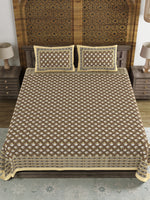 BLOCKS OF INDIA Sanganeri Print Cotton Viscose Economy King Size Bedsheet (225 X 270 CM) SAPPHIRE PATTERN 1