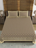BLOCKS OF INDIA Sanganeri Print Cotton Viscose Economy King Size Bedsheet (225 X 270 CM) SAPPHIRE PATTERN 1