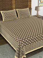 BLOCKS OF INDIA Sanganeri Print Cotton Viscose Economy King Size Bedsheet (225 X 270 CM) SAPPHIRE PATTERN 1