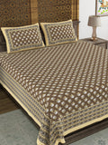 BLOCKS OF INDIA Sanganeri Print Cotton Viscose Economy King Size Bedsheet (225 X 270 CM) SAPPHIRE PATTERN 1