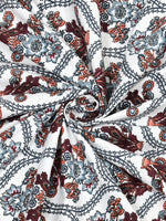 BLOCKS OF INDIA Sanganeri Print Cotton Viscose Economy King Size Bedsheet (225 X 270 CM) SAPPHIRE PATTERN 22