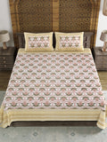 BLOCKS OF INDIA Sanganeri Print Cotton Viscose Economy King Size Bedsheet (225 X 270 CM) SAPPHIRE PATTERN 24