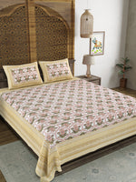 BLOCKS OF INDIA Sanganeri Print Cotton Viscose Economy King Size Bedsheet (225 X 270 CM) SAPPHIRE PATTERN 24