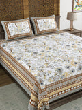 BLOCKS OF INDIA Sanganeri Print Cotton Viscose Economy King Size Bedsheet (225 X 270 CM) SAPPHIRE PATTERN 25