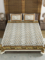 BLOCKS OF INDIA Sanganeri Print Cotton Viscose Economy King Size Bedsheet (225 X 270 CM) SAPPHIRE PATTERN 29