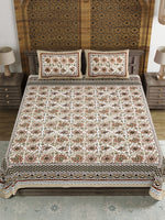 BLOCKS OF INDIA Sanganeri Print Cotton Viscose Economy King Size Bedsheet (225 X 270 CM) SAPPHIRE PATTERN 33