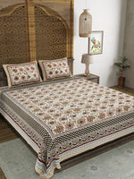 BLOCKS OF INDIA Sanganeri Print Cotton Viscose Economy King Size Bedsheet (225 X 270 CM) SAPPHIRE PATTERN 33