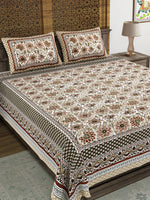 BLOCKS OF INDIA Sanganeri Print Cotton Viscose Economy King Size Bedsheet (225 X 270 CM) SAPPHIRE PATTERN 33