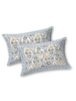 BLOCKS OF INDIA Sanganeri Print Cotton Viscose Economy King Size Bedsheet (225 X 270 CM) SAPPHIRE PATTERN 35