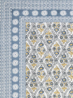 BLOCKS OF INDIA Sanganeri Print Cotton Viscose Economy King Size Bedsheet (225 X 270 CM) SAPPHIRE PATTERN 35