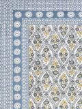 BLOCKS OF INDIA Sanganeri Print Cotton Viscose Economy King Size Bedsheet (225 X 270 CM) SAPPHIRE PATTERN 35