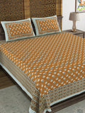 BLOCKS OF INDIA Sanganeri Print Cotton Viscose Economy King Size Bedsheet (225 X 270 CM) SAPPHIRE PATTERN 3