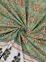 BLOCKS OF INDIA Sanganeri Print Cotton Viscose Economy King Size Bedsheet (225 X 270 CM) SAPPHIRE PATTERN 9