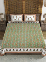 BLOCKS OF INDIA Sanganeri Print Cotton Viscose Economy King Size Bedsheet (225 X 270 CM) SAPPHIRE PATTERN 9