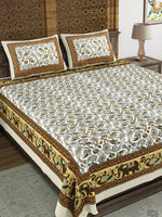 BLOCKS OF INDIA Sanganeri Print Cotton Viscose Economy King Size Bedsheet (225 X 270 CM) SAPPHIRE PATTERN 29