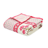 Hand Block Printed Cotton Summer Queen Size Reversible Printed Malmal Dohar Pink Flower