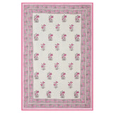 BLOCKS OF INDIA Hand Block Printed Cotton Summer Single Size Reversible Printed Malmal Dohar Pink Flower