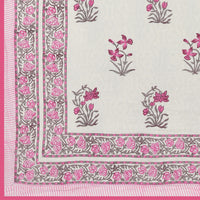BLOCKS OF INDIA Hand Block Printed Cotton Summer Single Size Reversible Printed Malmal Dohar Pink Flower