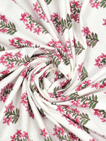 King Size Pure Cotton Hand Block Print Bedsheet (Pink Green Buti)