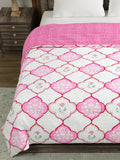 BLOCKS OF INDIA Hand Block Printed Cotton King Size Quilt (Pink Mughal)