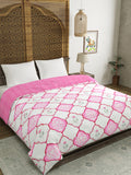 BLOCKS OF INDIA Hand Block Printed Cotton King Size Quilt (Pink Mughal)