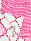 BLOCKS OF INDIA Hand Block Printed Cotton King Size Quilt (Pink Mughal)