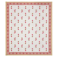 BLOCKS OF INDIA Hand Block Print Cotton King Size Bedsheet Pink Peach Flower