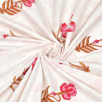 BLOCKS OF INDIA Hand Block Print Cotton King Size Bedsheet Pink Peach Flower