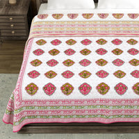 BLOCKS OF INDIA Hand Block Printed 100% Cotton Dohar King Size Reversible (Pink Rose)