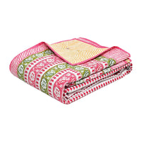 BLOCKS OF INDIA Hand Block Printed 100% Cotton Dohar King Size Reversible (Pink Rose)