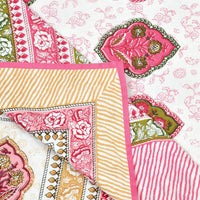 BLOCKS OF INDIA Hand Block Printed 100% Cotton Dohar King Size Reversible (Pink Rose)