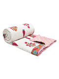 BLOCKS OF INDIA Hand Block Printed Cotton King Size Quilt (Pink Rose)