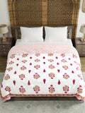 BLOCKS OF INDIA Hand Block Printed Cotton King Size Quilt (Pink Rose)