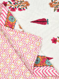 BLOCKS OF INDIA Hand Block Printed Cotton King Size Quilt (Pink Rose)