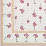 BLOCKS OF INDIA Hand Block Printed Cotton Super King Size Bedsheet(270 x 270) (Pink Grey Tree)