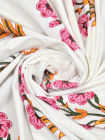 BLOCKS OF INDIA Hand Block Printed Cotton Super King Size Bedsheet(245 X 270 CM) (PINK YELLOW)