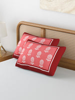 Rajasthani Handmade Hand Block Print Cotton Pillow Cover , Red Buti Procein (2 Pcs)