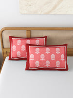Rajasthani Handmade Hand Block Print Cotton Pillow Cover , Red Buti Procein (2 Pcs)
