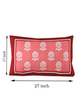 Rajasthani Handmade Hand Block Print Cotton Pillow Cover , Red Buti Procein (2 Pcs)