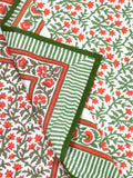 BLOCKS OF INDIA Hand Block Printed Cotton Summer Single Size Reversible Printed Malmal Dohar Red Green Jaal