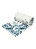 BLOCKS OF INDIA Hand Block Printed Cotton King Size Quilt (Blue tree)