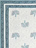 BLOCKS OF INDIA Hand Block Printed Cotton King Size Quilt (Blue tree)