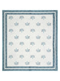 BLOCKS OF INDIA Hand Block Printed Cotton King Size Quilt (Blue tree)