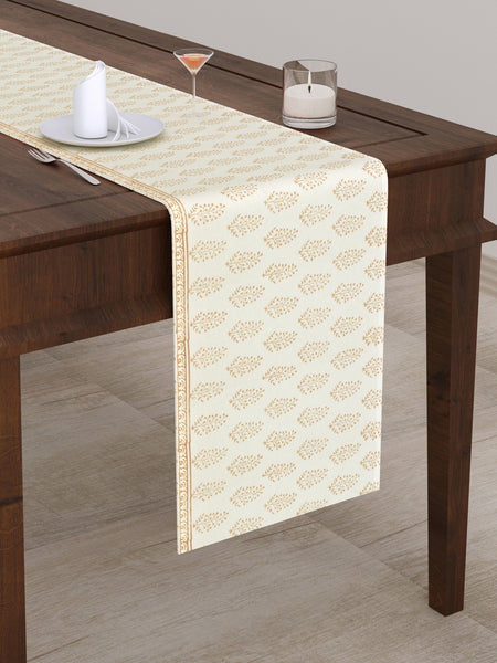 BLOCKS OF INDIA Hand Block Printed Cotton Table Runner for Center/Dining Table (33 x 180 cm) (GOLDEN BUTI)